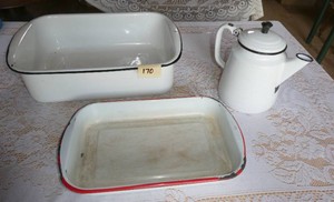 Enamelware - Deep Roaster, baking pan, coffee pot