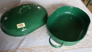 Large Green Enamelware Roaster