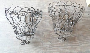 Two wire basket hanging flower planters