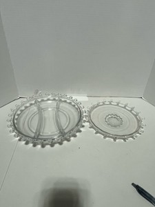 Vintage Heisey Glass Lariat Pattern Divided Dish and Serving Plate