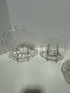 Vintage Imperial Glass Crocheted Crystal Plates  Three 9 and  Two 7