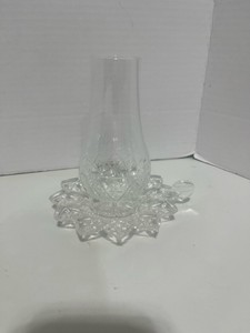 Vintage Federal Glass Petal Pattern 2-Piece 6 Hurricane Lamp