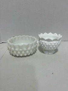Fenton Hobnail Nut Dish and Fenton Hobnail Candle Holder