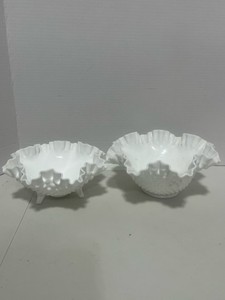 Fenton Footed Ruffled Bowl and Large Fenton Ruffled Bowl