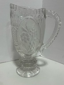 Gorgeous Vintage  24% Led Crystal Footed Floral Pitcher 10.5 By CCI