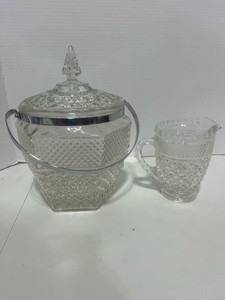 Vintage Anchor Hocking Wexford Ice Bucket and Pint Pitcher