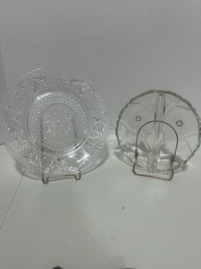 Indiana Glass Sandwich Pattern Luncheon Plate and  1847 Roger Bros. Magic Rose Relish Dish
