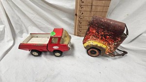 70s  Tonka Pump Action Fire Truck-Tonka Farms Trailer