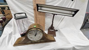 Gilbert Mantel Clock, Desk Light, Coleman Lanter(no cord)