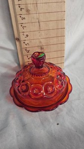 LE Smith Amberina Glass Moon & Stars Cheese Dish, UV reactive