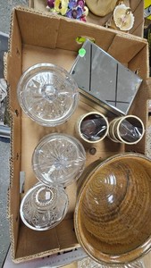 Rogasky  Galleria Crystal Biscuit Barrel, Pottery Bowl