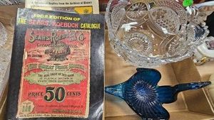 1902 and 1908 Sears Rocuck Catalogs, Crystal Serving Bowl, Hand----