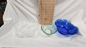 Mikassa Walther Crystal Relish Tray and Cobalt Blue Bowl