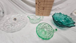 Uranium Glass SugarCreamer and Candy Dishes