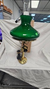 Western Electric Company Vintage Phone Lamp with Emerald Green Shade