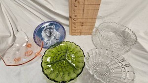 Crystal Bowls, Pale Pink Dish, Plate, Serving Platter