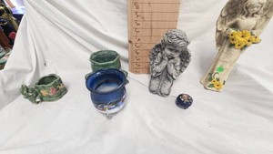 Elephant Planters and Angel Figurines