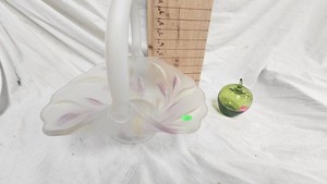 Satin Glass Large Glass Handle Basket
