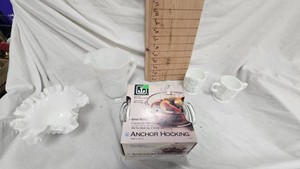 Milk Glass and Anchor Hocking Bowl Set