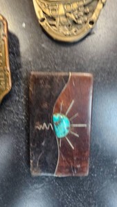 Lot of Three Belt Buckles(2Brass,1 Silver, Turquoise,Mazonite, Ironwood)