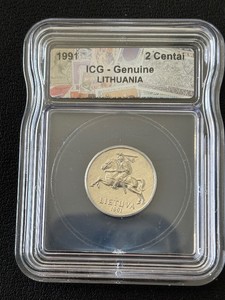 1991 Lithuania 2 Centai ICG Genuine