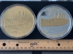Jumbo Gold and Silver Plated Titanic Medallions