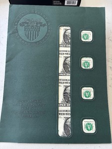 Uncut Sheet 2003 A Green Seal $1 Dollar Federal Reserve Notes