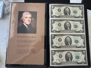 Uncut Sheet of 2003 $2 Dollar Notes High Serial Number