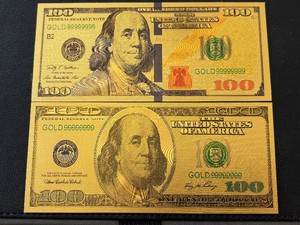 24K Gold Foil $100 Dollar Notes