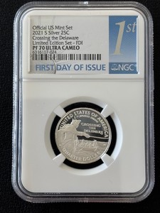 2021-S Crossing the Delaware Silver Quarter Proof NGC PF70 Ultra Cameo