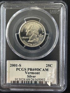 2001-S Vermont Silver Quarter Proof PCGS PR69 Deep Cameo