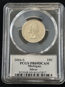 2004-S Michigan Silver Quarter Proof PCGS PR69 Deep Cameo