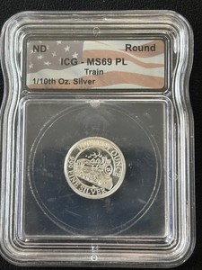 110 Ounce .999 Fine Silver Round Train ICG MS69