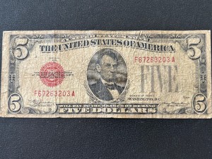 1928 C Red Seal $5 Dollar Note