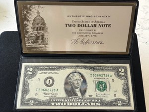 2003 Green Seal $2 Dollar Federal Reserve Note Uncirculated