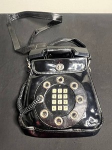 Vintage Novelty Telephone Purse - Black Push-Button Handbag