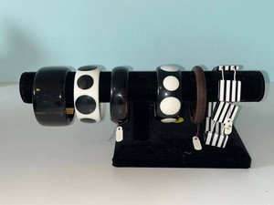 VTG Costume Jewelry Bracelets - Black, White & Striped Mixed Lot