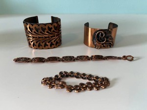 VTG Costume Jewelry Bracelets & Cuffs - Copper-Tone Group (Lot of 4)