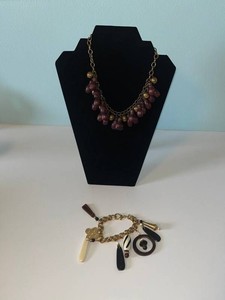 VTG Statement Jewelry - Beaded Necklace & Charm Bracelet Mixed Lot