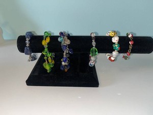 VTG Glass Bead Bracelets - Assorted Colorful Charm Bracelets (Lot of 6)
