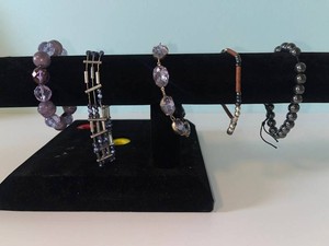 VTG Beaded Bracelets - Purple, Hematite & Mixed Bead Group (Lot of 5)