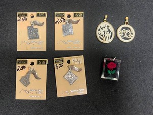 Pendant Jewelry Mixed Lot - Sunrise Sterling Silver Charms, Cream Enamel & Rose Design Pendants