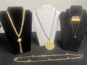 VTG Costume Jewelry Necklaces - Gold-Tone Tassel, Medallion & Pendants (Lot of 4)