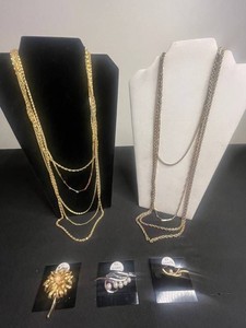 VTG Costume Jewelry - Layered Necklaces & Krementz, Boucher Brooches