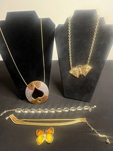 Costume Jewelry Mixed Lot - Butterfly, Fish & Leaf Designs (Lot of 5)