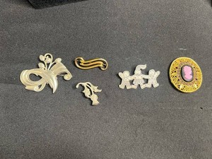 Costume Jewelry Brooches - Cameo, Floral, Fish & .925 Children (Lot of 5)