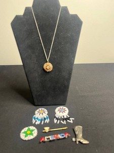 Costume Jewelry - Beaded, Made in Italy Mosaic Pendant & America Brooch Mixed Lot