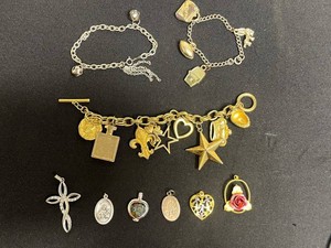 Costume Jewelry Mixed Lot - 3 Charm Bracelets & 6 Pendants