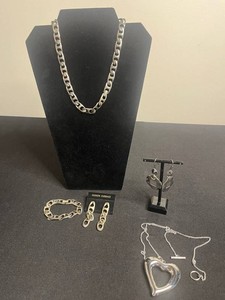 Fashion Jewelry Mixed Lot - Chain Necklace, Bracelet, Earrings & Heart Pendant