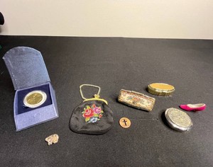 Vintage Collectibles - Coin, Compacts, Pins & Purse